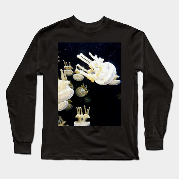 Jelly fish in the dark Long Sleeve T-Shirt by Love of animals